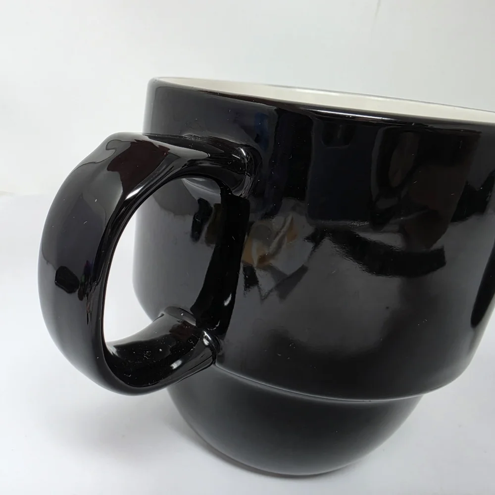 Coffee Cup Mug Stack Stackable Black Set of 2